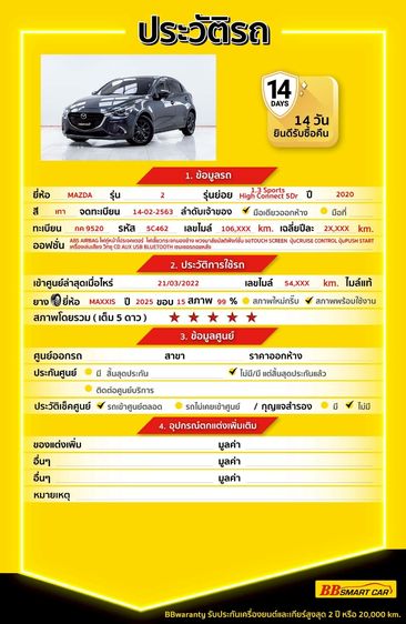 Mazda Mazda 2 2020 1.3 Sports High Connect Sedan เบนซิน ไม่ติดแก๊ส เกียร์อัตโนมัติ เทา รูปที่ 2