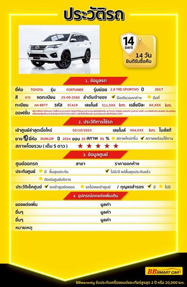 Toyota Fortuner 2017 2.8 TRD Sportivo Utility-car ดีเซล ไม่ติดแก๊ส เกียร์อัตโนมัติ ขาว รูปที่ 2