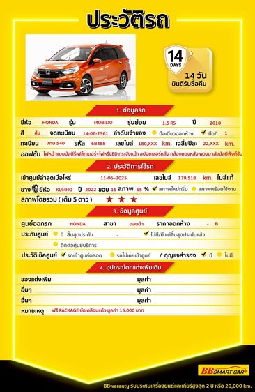 Honda Mobilio 2018 1.5 RS Utility-car เบนซิน ไม่ติดแก๊ส เกียร์อัตโนมัติ ส้ม รูปที่ 2