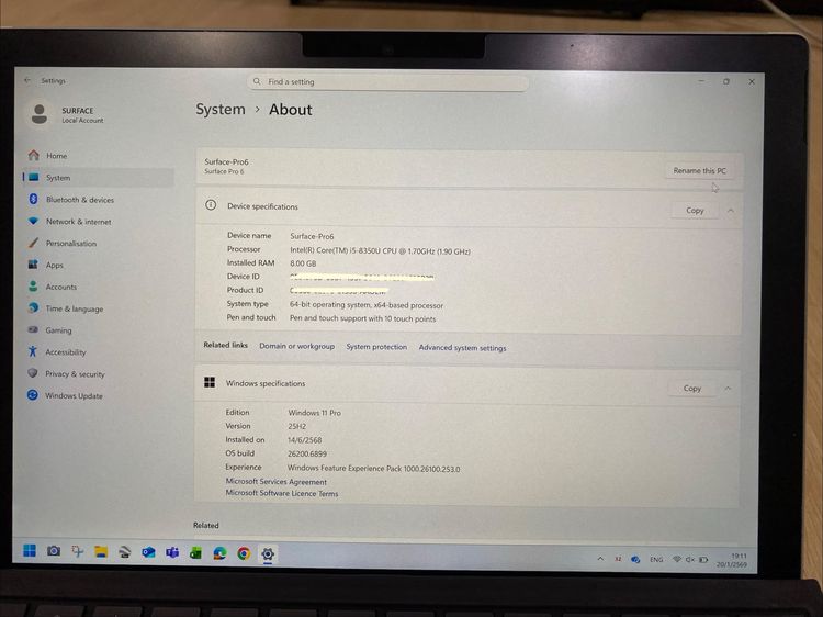 Surface Pro6 i5 8G 256GB มือสองสภาพดี รูปที่ 12