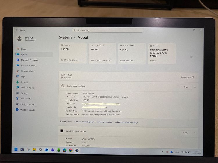 Surface Pro6 i5 8G 256GB มือสองสภาพดี รูปที่ 13