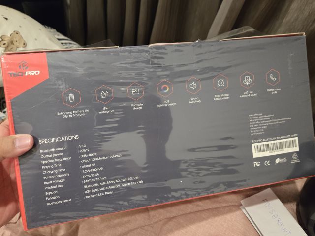 TECHPRO Bluetooth Speaker LED Party รูปที่ 6