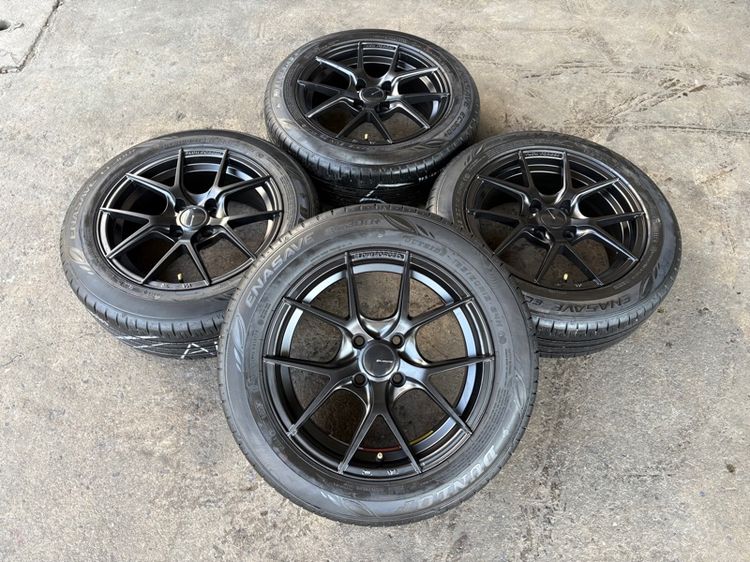 15" ล้อแม็กมือ1 ขอบ15 ก้านY 4รู100 กว้าง7 ออฟ35 สีดำ ล้อเบา FLOW FORMING งานSEVENFIFTH งานสวยมากๆ พร้อมยางมือ2 DUNLOP185-60-15 ปี23 ปีแท้ 