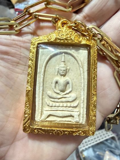 พระสมเด็จขาโต๊ะ วัดประดู่ฉิมพลี พร้อมเลี่ยมกรอบตลับไมคอน และสร้อยสแตนเลส