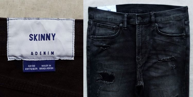 ยีนส์เข้ม ขัดฟอกสี แต่งเซอร์ ทำขาดเดิม กางเกงผู้ชาย