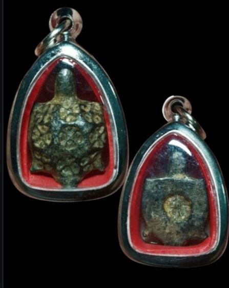 พญาเต่าเนื้อโลหะผสม เก่า ตอกโค๊ตดอกจันทร์ รอบตัว