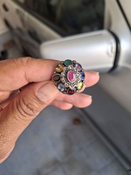 แหวนเงินแท้พลอยนพเก้า