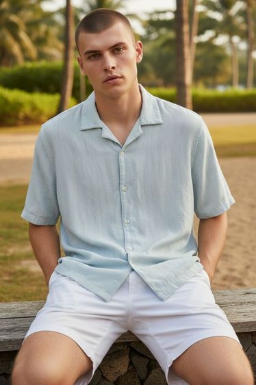 เสื้อ zara สีฟ้าอ่อน รูปที่ 3