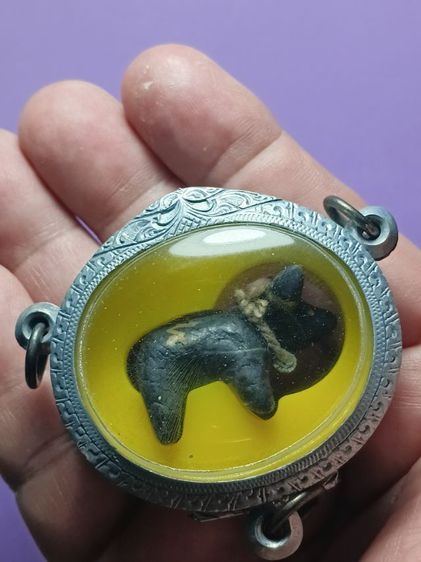 วัวธนู หลวงพ่อน้อย วัดศรีษะทอง จ.นครปฐม รุ่นเเรก สภาพสวย ไม่ผ่านการใช้ เจ้าของเดิมเลี่ยมตลับเงินลงยาสามห่วงเเล้วแขวนไว้หน้าหิ้งพระป้องกันภัย รูปที่ 4