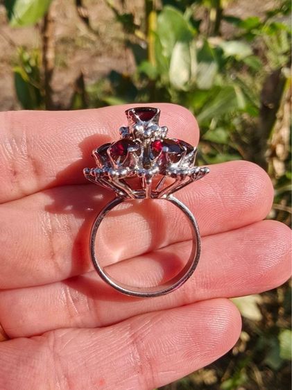  แหวนเงินแท้ทรงโบราณ  พลอยแท้โกเมน♥️ไซส์ 52  รูปที่ 3