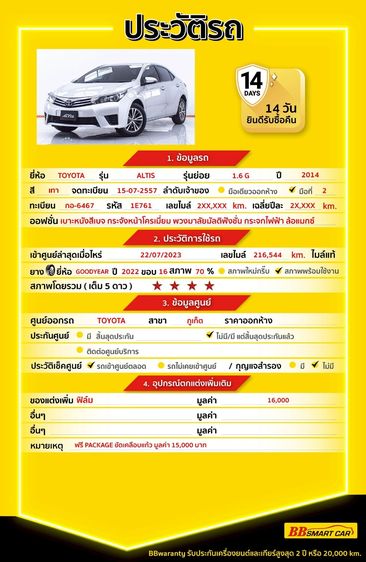 Toyota Altis 2014 1.6 G Sedan เบนซิน ไม่ติดแก๊ส เกียร์อัตโนมัติ เทา รูปที่ 2