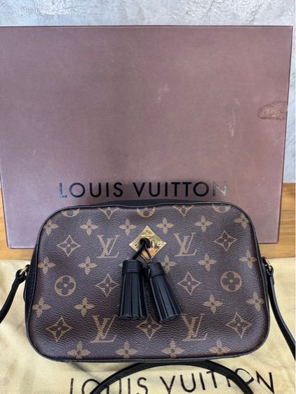 หญิง ดำ หนังแท้ LOUIS VUITTON Monogram Saintonge แท้