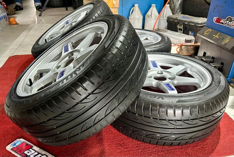 TE37 15x7 4x100 สีบรอนเงิน พร้อมยาง 195 50 15 ครบชุด รูปที่ 8