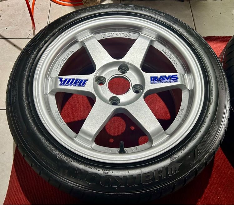 TE37 15x7 4x100 สีบรอนเงิน พร้อมยาง 195 50 15 ครบชุด รูปที่ 5