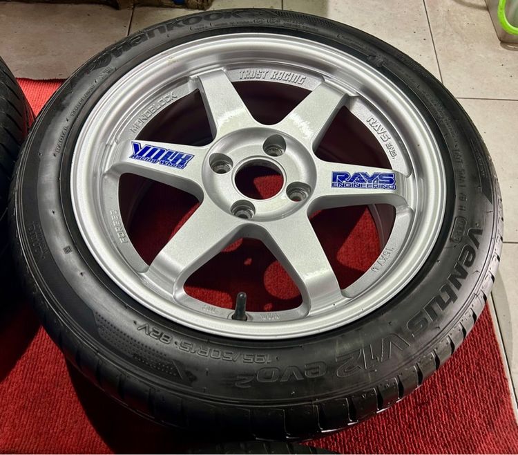 TE37 15x7 4x100 สีบรอนเงิน พร้อมยาง 195 50 15 ครบชุด รูปที่ 6