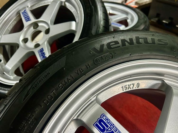 TE37 15x7 4x100 สีบรอนเงิน พร้อมยาง 195 50 15 ครบชุด รูปที่ 9