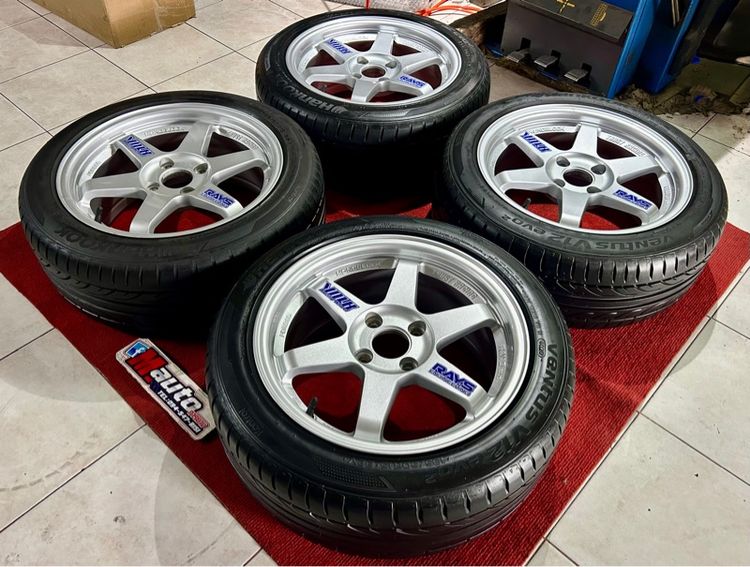 TE37 15x7 4x100 สีบรอนเงิน พร้อมยาง 195 50 15 ครบชุด รูปที่ 2