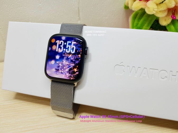 Apple Watch S8 45mm. Midnight Aluminum สาย Stainless Steel Milanese Loop (GPS+Cellular) สุดคุ้ม น่าใช้งาน