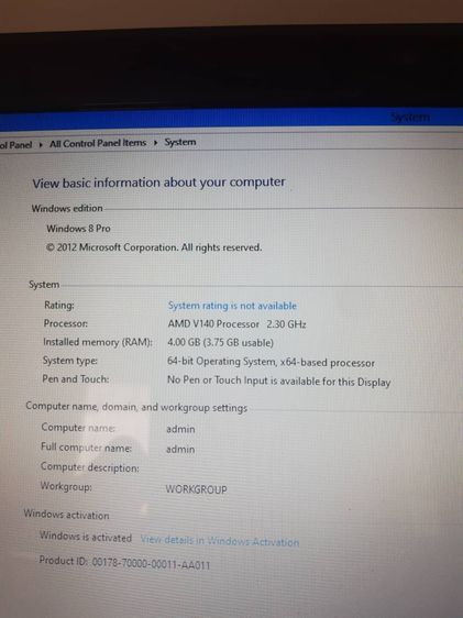 Note Book ASUS CPU AMD v140 ram4 HDD300 win10 แบตไม่เก็บไฟนัดส่งตรงปกชัวร์ รูปที่ 6