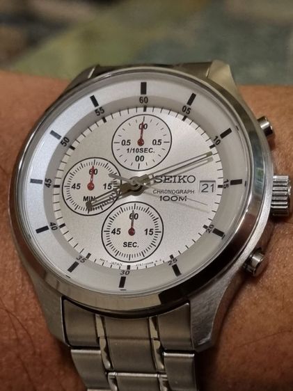 เหมือนใหม่ 43มิล Seiko Chronograph ครบยกกล่อง(ข้อต่อ) บัตรรับประกัน รูปที่ 5