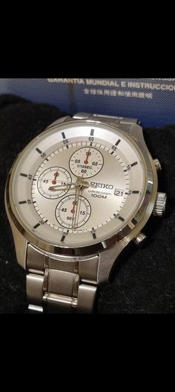 เหมือนใหม่ 43มิล Seiko Chronograph ครบยกกล่อง(ข้อต่อ) บัตรรับประกัน รูปที่ 8