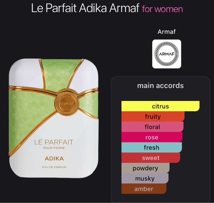 น้ำหอมแท้ 💯 Armaf Le Parfait Adika for Women 100ml งานกล่อง  กลิ่นหรู ดูแพง ผู้หญิงมีรสนิยม  รูปที่ 2