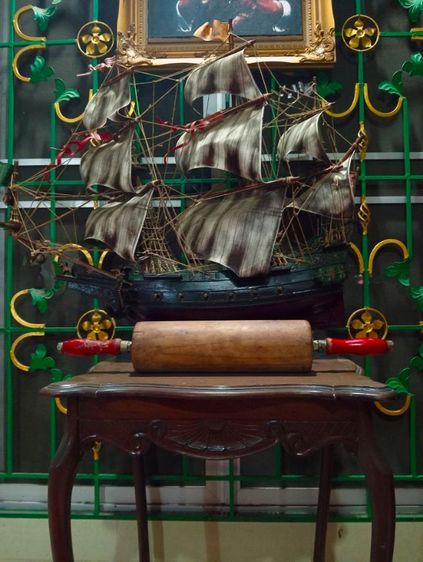 USA.ที่รีดทำแป้งพิซซ่าไม้เก่าโบราณจากอเมริกาขนาดใหญ่ รูปที่ 3