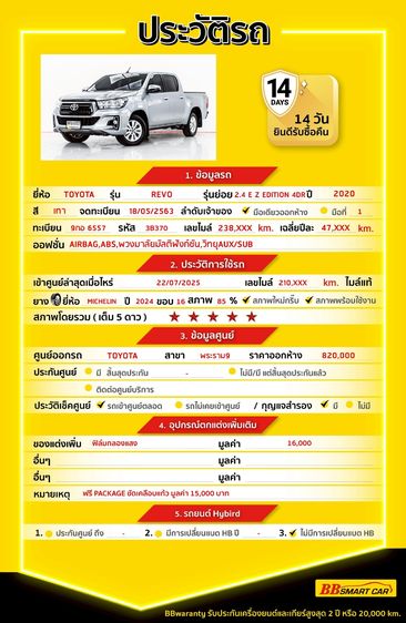 Toyota Hilux Revo 2020 2.4 Z Edition E Pickup ดีเซล ไม่ติดแก๊ส เกียร์ธรรมดา เทา รูปที่ 2