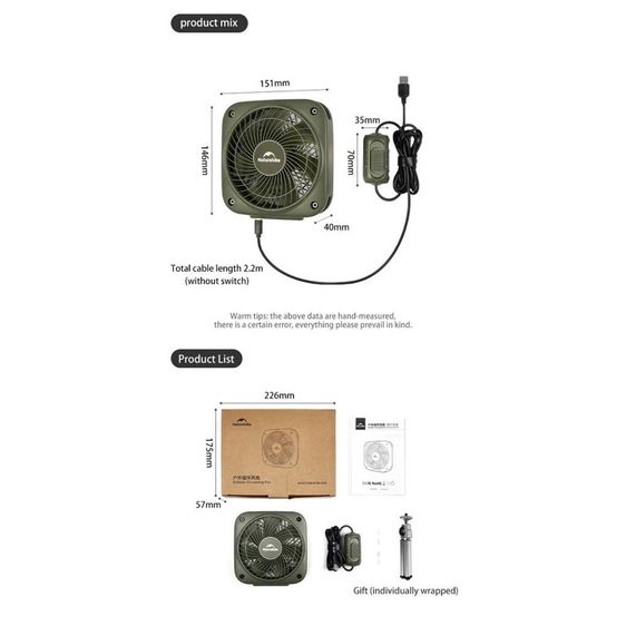Naturehike พัดลมไฟฟ้าติดเพดาน LED แบบพกพา สําหรับตั้งแคมป์กลางแจ้ง รูปที่ 2