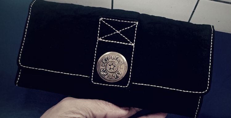 หญิง ดำ ผ้า Kipling กระเป๋าสตางค์ KIPLINK