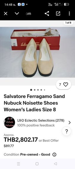 ขอขายรองเท้าหญิง slip on The' Suede calf แบรนด์ Salvatore ferragamo รุ่น Fruit made in Italy.แท้ไซส์ 5.5 วัดข้างในได้ 9นิ้ว. รูปที่ 2