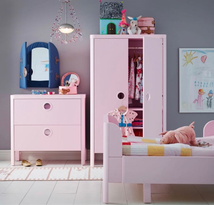 ชุดตู้เสื้อผ้า และ ตู้ลิ้นชัก ikea รุ่น BUSUNGE สีชมพู รูปที่ 11