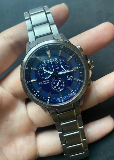 CITIZEN Eco-Drive Titanium สีน้ำเงิน สภาพ 97