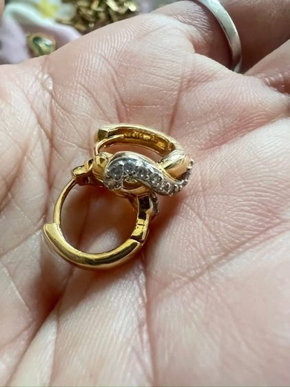 ต่างหูทองแท้ 18k ฝังพลอยหรือ cz  รูปที่ 8
