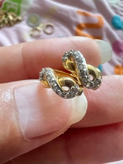 ต่างหูทองแท้ 18k ฝังพลอยหรือ cz  รูปที่ 2