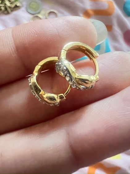 ต่างหูทองแท้ 18k ฝังพลอยหรือ cz  รูปที่ 5