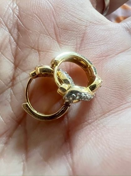 ต่างหูทองแท้ 18k ฝังพลอยหรือ cz  รูปที่ 4