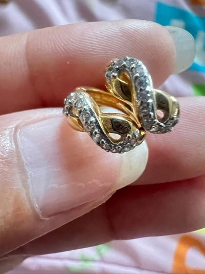 จิวเวอรี่ ต่างหูทองแท้ 18k ฝังพลอยหรือ cz 