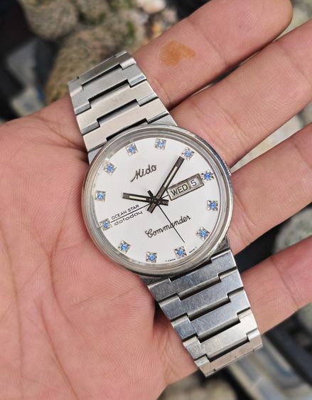 เงิน นาฬิกา​ Vintage​ Mido​ Commander Ocean Star​ 8269​ หลักพลอยฟ้า​ หายากมาก​ แบ่งปันถูกที่สุดครับ