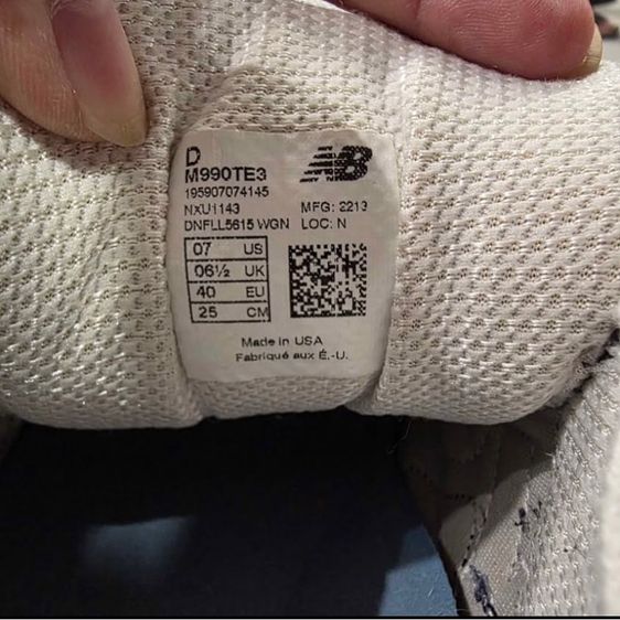 รองเท้าผ้าใบ NEW BALANCE 990 made in USA แท้ 💯 เบอร์ US 7 EU 40 cm 25 คนเท้า 24.5-26 ใส่ได้ สภาพดีมาก พื้นเต็ม ทรงสวย ดีเทลสวย หายากน่าสะสม รูปที่ 7