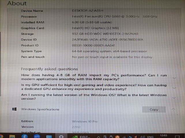 HP Intel Pentium G860 ram 6 G. hd 1000 GB. Intel HD Graphic อุปกรณ์ ครบ รูปที่ 12