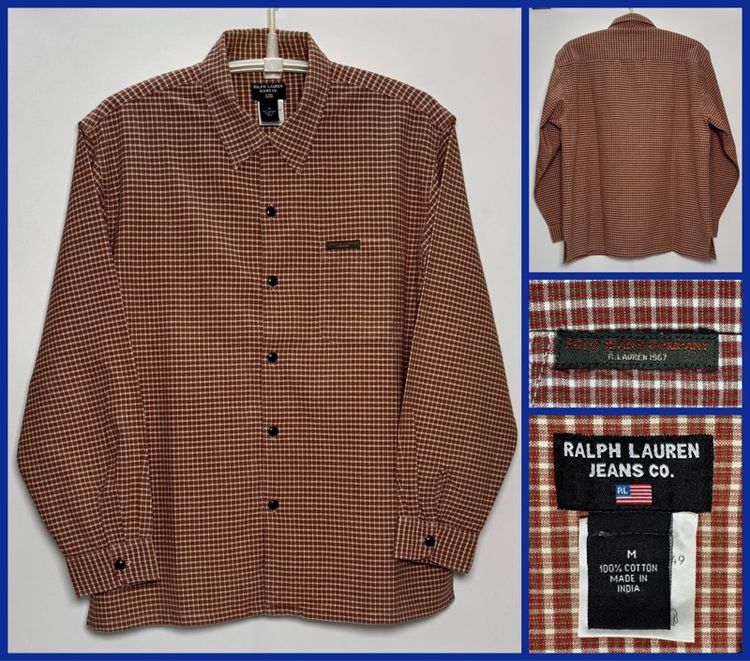 น้ำตาล XL แขนยาว เสื้อเชิ้ต POLO RALPH LAUREN ของแท้ รุ่น POLO JEANS