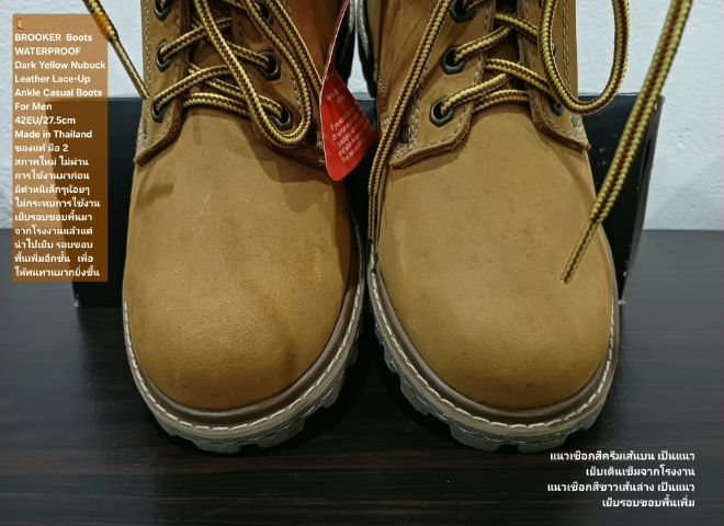 BROOKER Boots, Men's 42EU(27.5cm) ของแท้ มือ 2 สภาพไม่ผ่านการใช้งานมาก่อน, รองเท้า BROOKER หนังแท้ พื้นเต็ม มีตำหนิเล็กน้อย โดยรวมสวยมาก รูปที่ 7