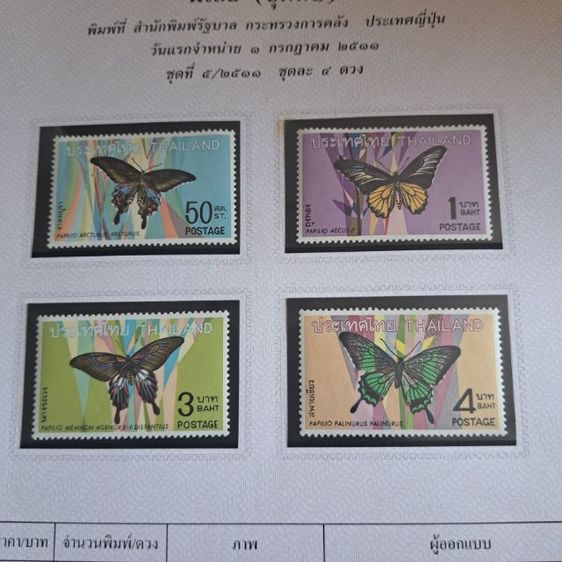 แสตมป์ผีเสื้อชุด1 (ไม่ผ่านการใช้งาน)