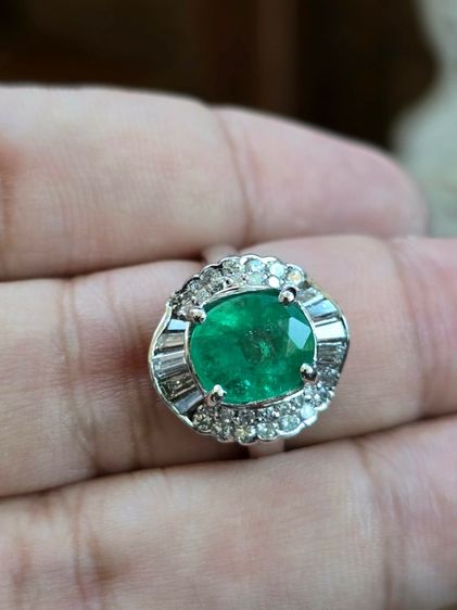 แหวนแพลตตินัม มรกตโคลัมเบีย 3.8Ct.เขียวน้ำทะเล  รูปที่ 11