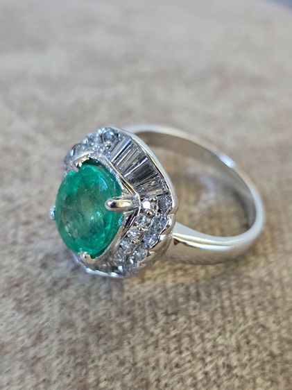 แหวนแพลตตินัม มรกตโคลัมเบีย 3.8Ct.เขียวน้ำทะเล  รูปที่ 15