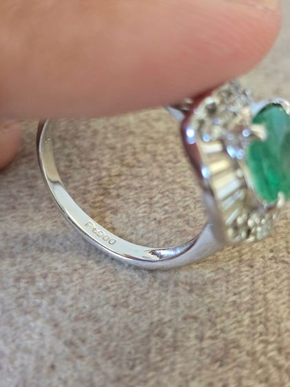 แหวนแพลตตินัม มรกตโคลัมเบีย 3.8Ct.เขียวน้ำทะเล  รูปที่ 9