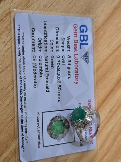 แหวนแพลตตินัม มรกตโคลัมเบีย 3.8Ct.เขียวน้ำทะเล  รูปที่ 18