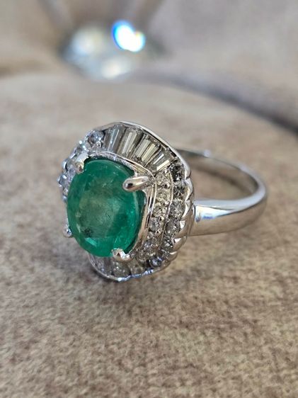 แหวนแพลตตินัม มรกตโคลัมเบีย 3.8Ct.เขียวน้ำทะเล  รูปที่ 8