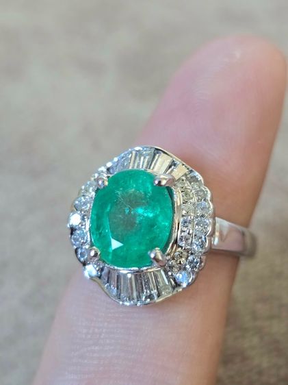 แหวนแพลตตินัม มรกตโคลัมเบีย 3.8Ct.เขียวน้ำทะเล  รูปที่ 5